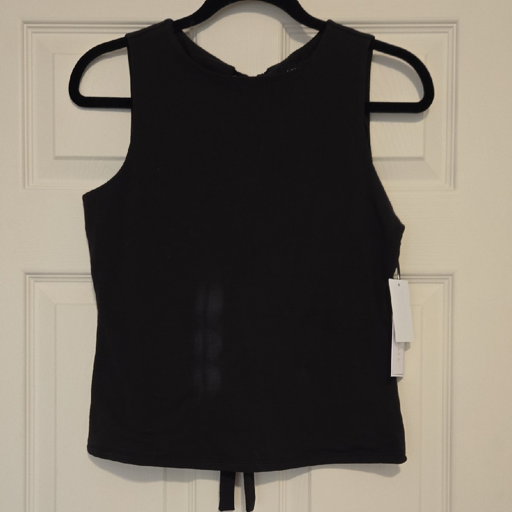 NWT 1 State Black Tie Back Blouse
